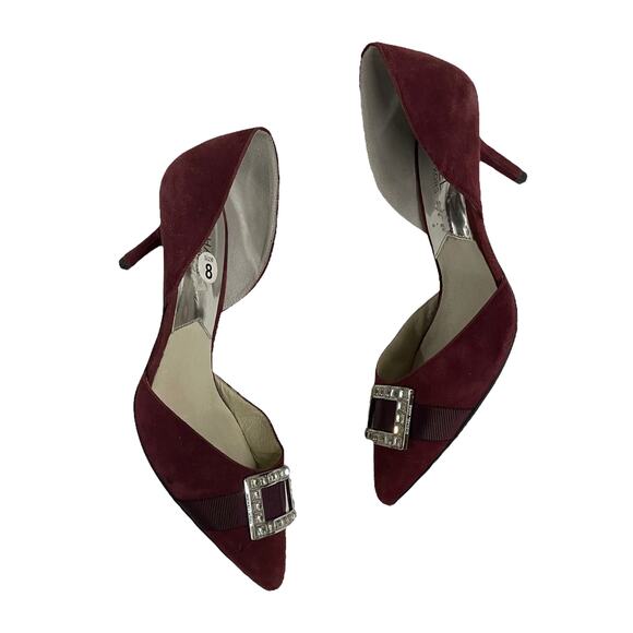Michael Kors Shirley Crystal Embellished Pumps d'Orsay Dark Red Size 8M - Picture 5 of 10